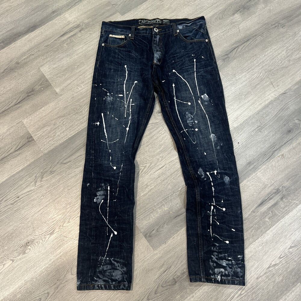 American Heritage 36x33 (Actual 34x32) Paint Splatter Denim Distillery Jeans EUC